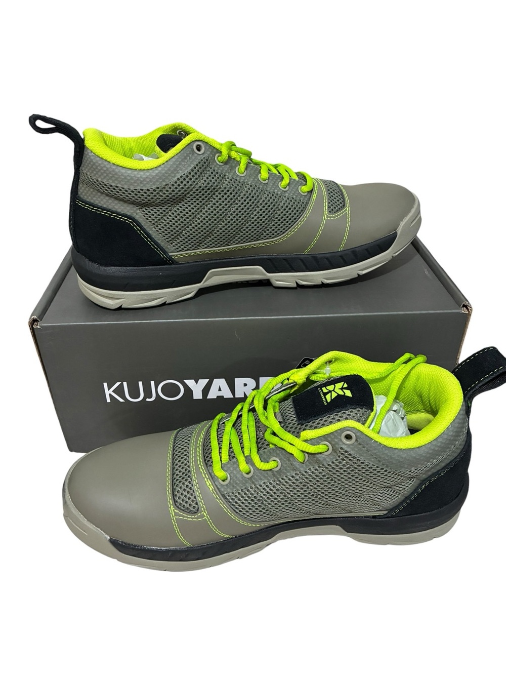 Men's Gray & Neon Green Low-Top Sneakers NWT